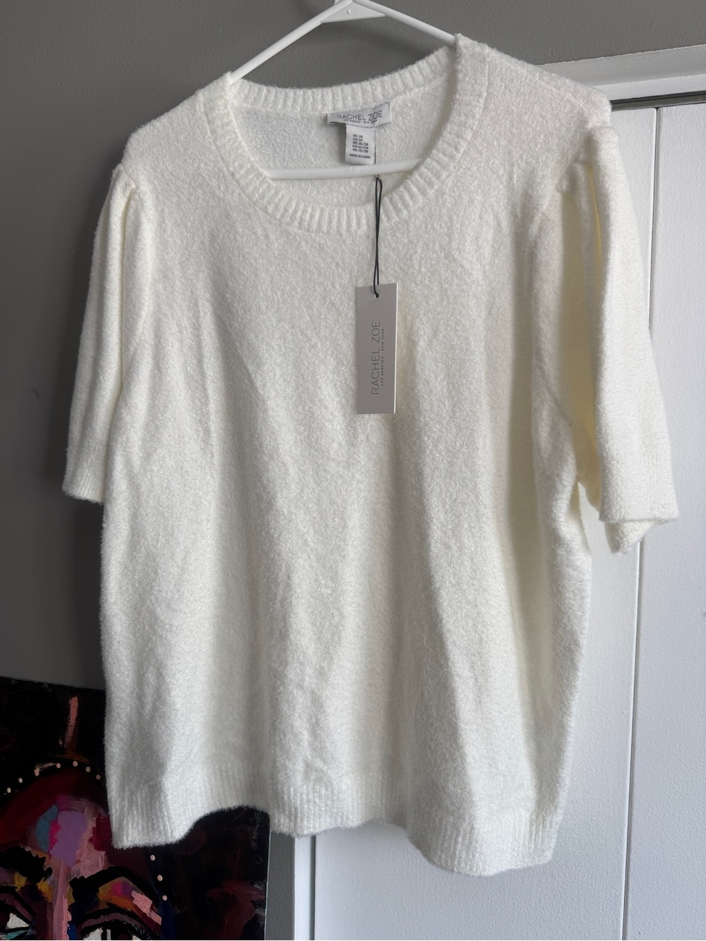 NWT White Summer Short Sleeve Sweater - Bunny Soft 3X - Picture 2 of 10